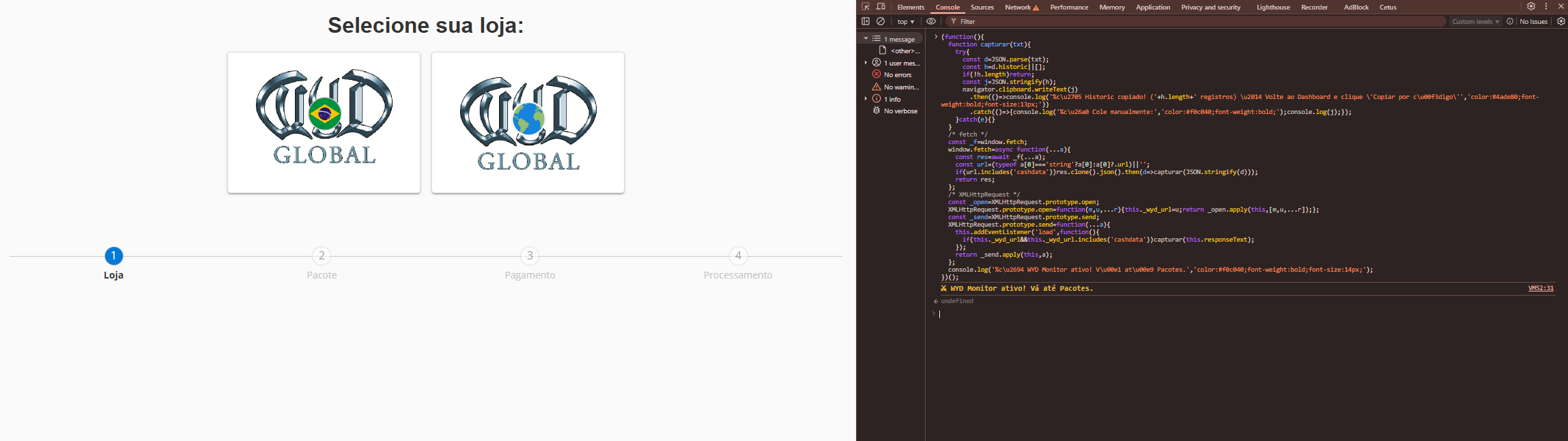 Passo 4 – Monitor ativo e Historic copiado